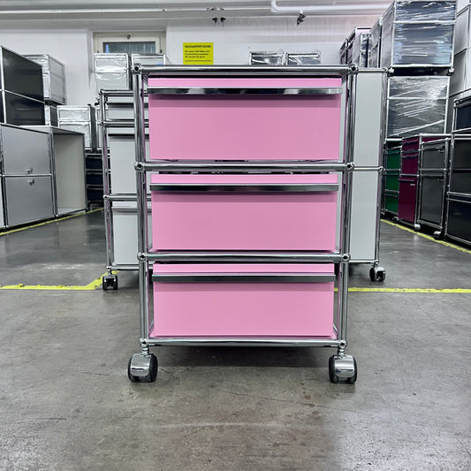 USM Rollkorpus, Rosa, 3 A6 Schubladen, Q1