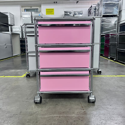 USM Rollkorpus, Rosa, 3 A6 Schubladen, Q1