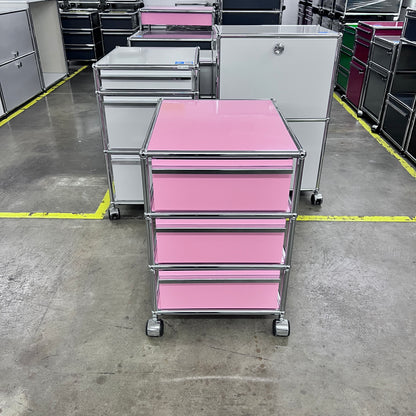 USM Rollkorpus, Rosa, 3 A6 Schubladen, Q1