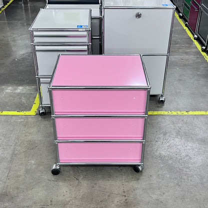 USM Rollkorpus, Rosa, 3 A6 Schubladen, Q1