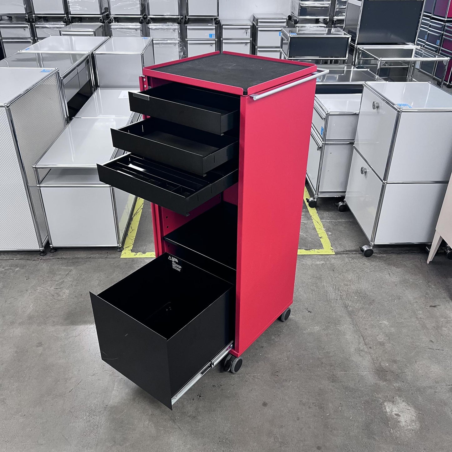 Bigla myBox Trolley, rot, 4 Schubladen, 1 Tablar