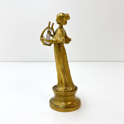 Frau mit Lyra auf Sockel, Bronze, Jugendstil