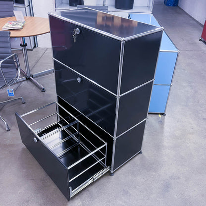 USM Büromöbel, Graphitschwarz, 2 Auszietüren, 1 Klapptüre, Q3