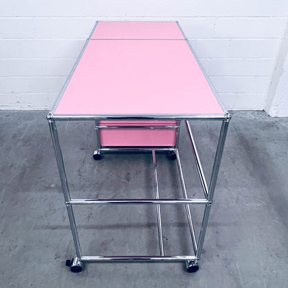 USM Home-Office-Pult, rosa, 4 A6 Schubladen