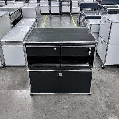 USM Organisationsmöbel, Graphitschwarz, Ausziehtüre, Schubladen, Q3