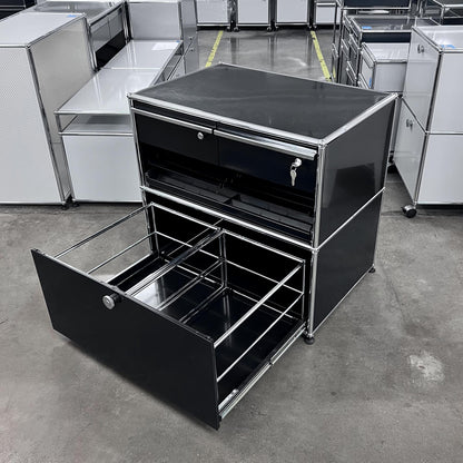 USM Organisationsmöbel, Graphitschwarz, Ausziehtüre, Schubladen, Q3