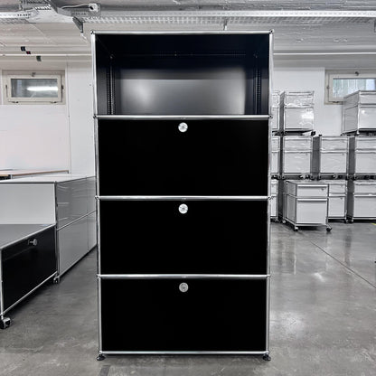 USM Regal, Graphitschwarz, 3 Klapptüren, Q1