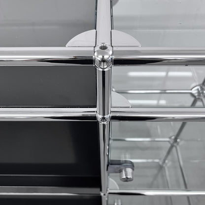 USM Regal mit Vitrine und Glasablage, Graphitschwarz