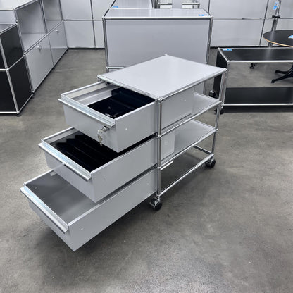 USM Rollkorpus, Mattsilber, 3 A6 Schubladen