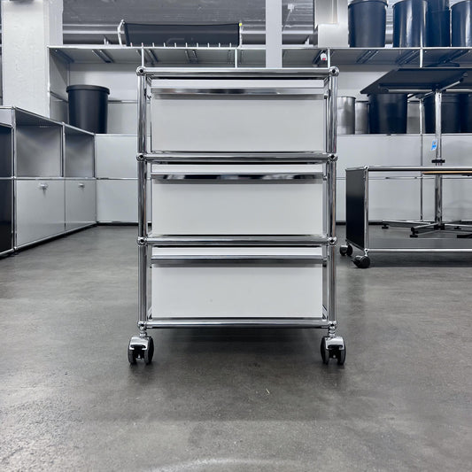USM Rollkorpus, Reinweiss, 3 A6 Schubladen