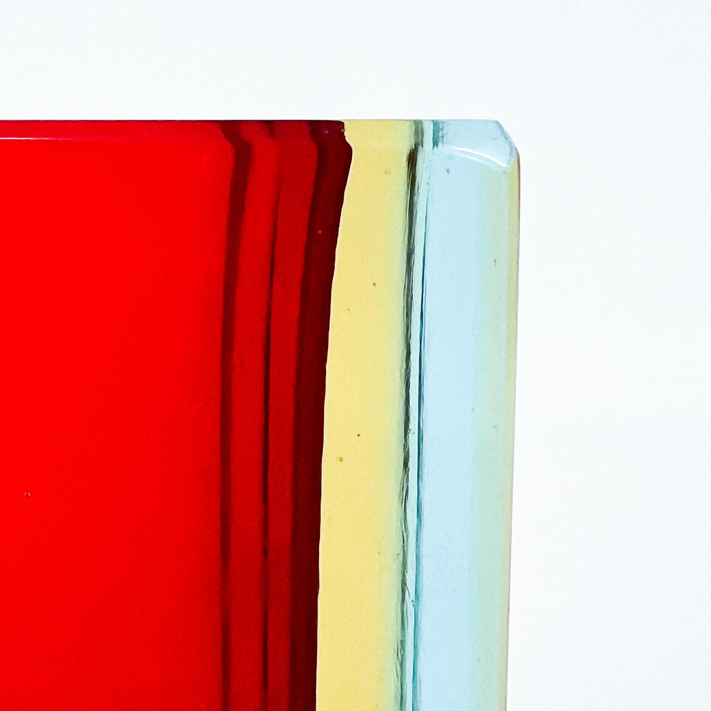 Vase, Murano Glas, Rot, Gelb, Blau, Gelb, Rot, schmal