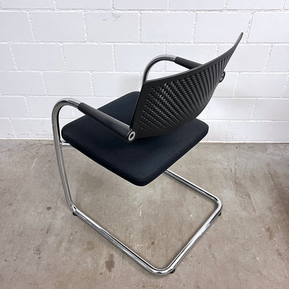 Vitra Visavis 2 Freischwinger Stuhl, Schwarz-Chrom